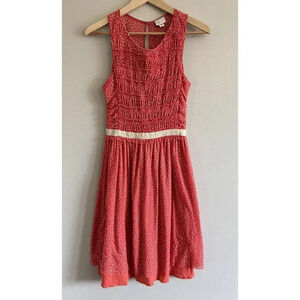 Anthropolgie 9-H15 STCL Dress Red Cream Dot Size Extra Small XS